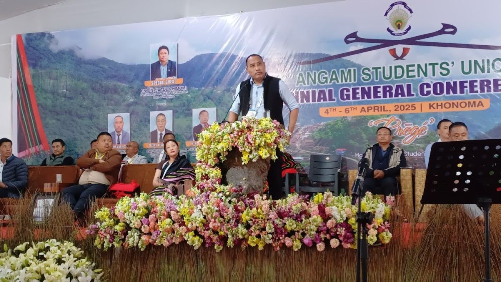 Medo Yhokha addressing ASU 31st Biennial General Conference at Khonoma on April 6.