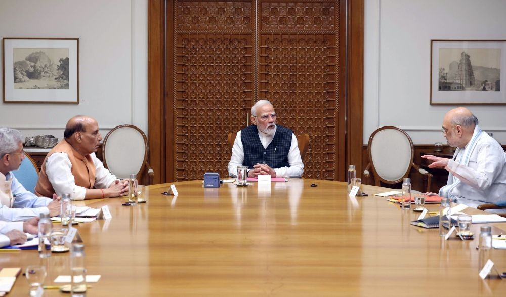 Prime Minister Narendra Modi chairs the Cabinet Committee on Security (CCS) meeting in New Delhi, Wednesday, April 23, 2025. (Photo: IANS)