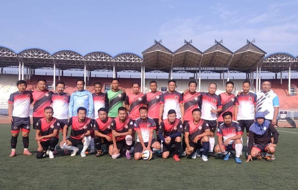 Players of Morning FC and Unity FC in action on April 15 at Indira Gandhi Stadium, Kohima.