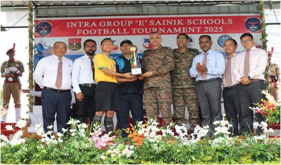 Trophy for overall champion presented to Sainik School East Siang.