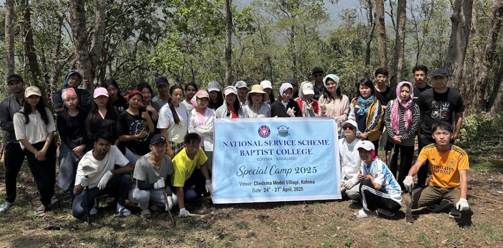 NSS Baptist College Kohima during plantation drive as part of the special camp.