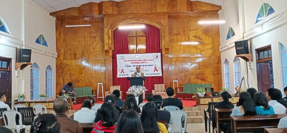 Dr Thungchanbemo Ezung, CMO Wokha addressing the participants during International AIDS Candlelight Memorial Service held at Tenyimia Baptist church Wokha on May 18.
