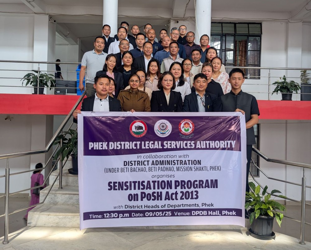 Dignitaries and others during sensitisation programme on POSH Act 2013 at Phek on May 9.