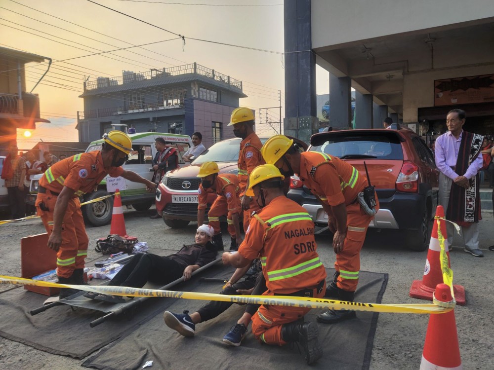 Civil Defence Exercise “Operation Abhyaas” Mock Drill in Mokokchung on May 7. (Morung Photo)