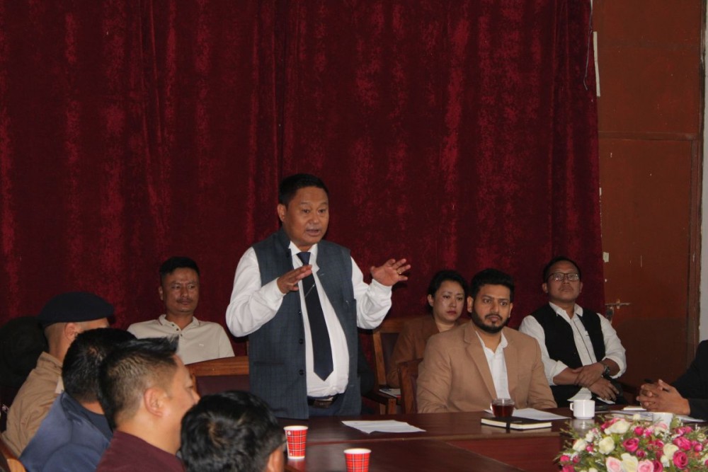 S Toiho Yeptho, Deputy Speaker, Nagaland Legislative Assembly (NLA) and newly elected Chairman of the DPDB Zunheboto addressing the board.