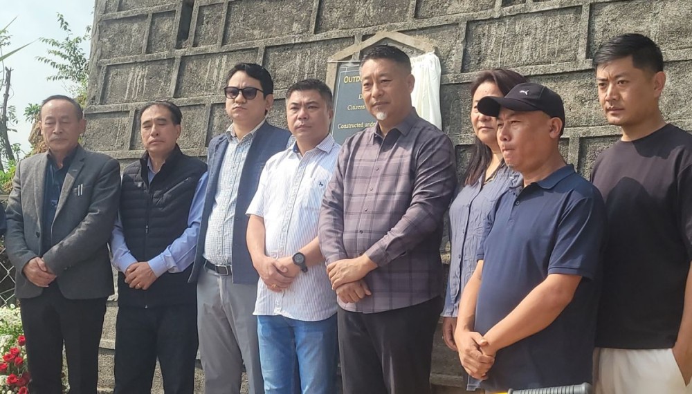Dr Tseilhoutuo Rhutso with Henok Buchem during the inauguration of Outdoor fitness gym in Kohima on May 7.( Morung Photo)