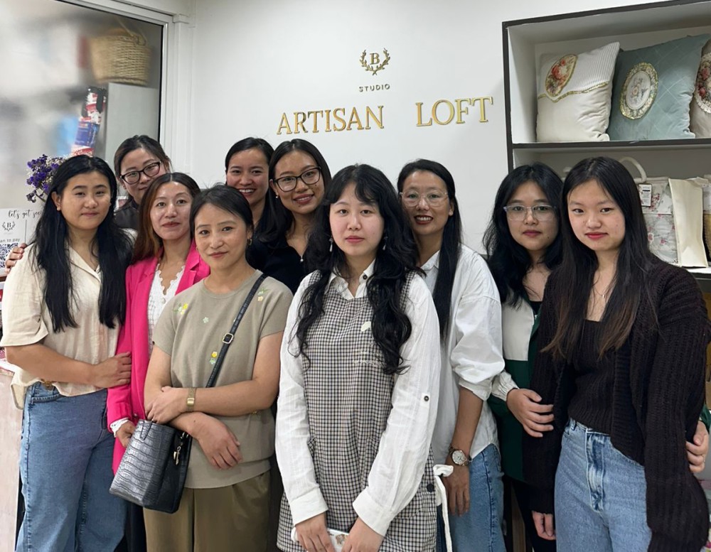 Women entrepreneurs at the Makers Market at Bstudio, Artisan Loft, Main Town Commercial Complex, Kohima on May 9.