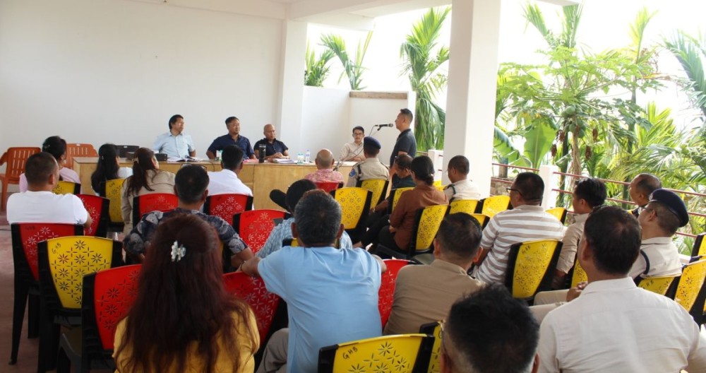 MLA and Chairman SDPDB Bhandari, Achumbemo Kikon, chairing the meeting at the conference hall of the Summer House-Cum-Guest House, Bhandari on May 9. (DIPR Photo)