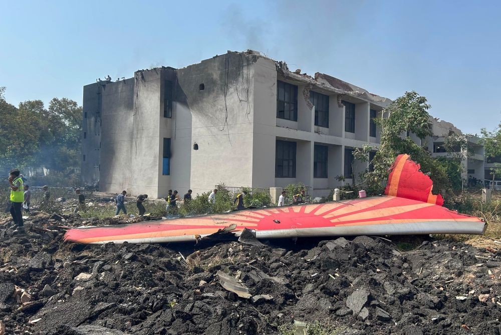 Debris of Air India Flight AI171 seen at the crash site, in Ahmedabad on Thursday, June 12, 2025. (Photo: IANS/Hanif)
