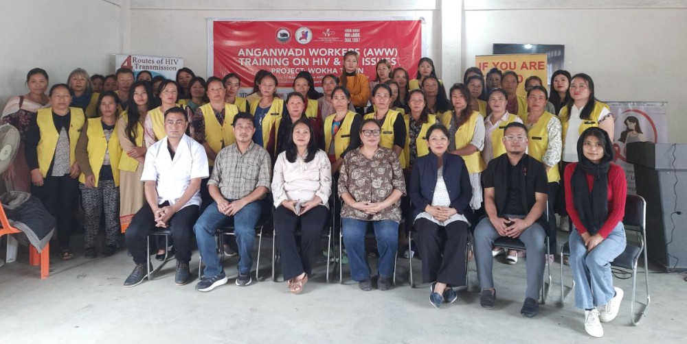 Resource persons along with participants at the training on Training on HIV and STI Issues for Anganwadi workers at Conference Hall, CMO Office Wokha on May 30.