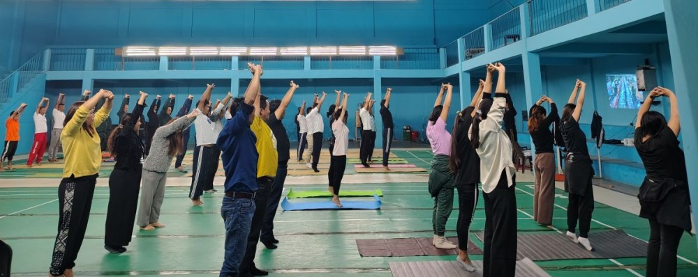 DC Zunheboto, Dharam Raj along with others at 11th International Day of Yoga on June 21. (Morung Photo)