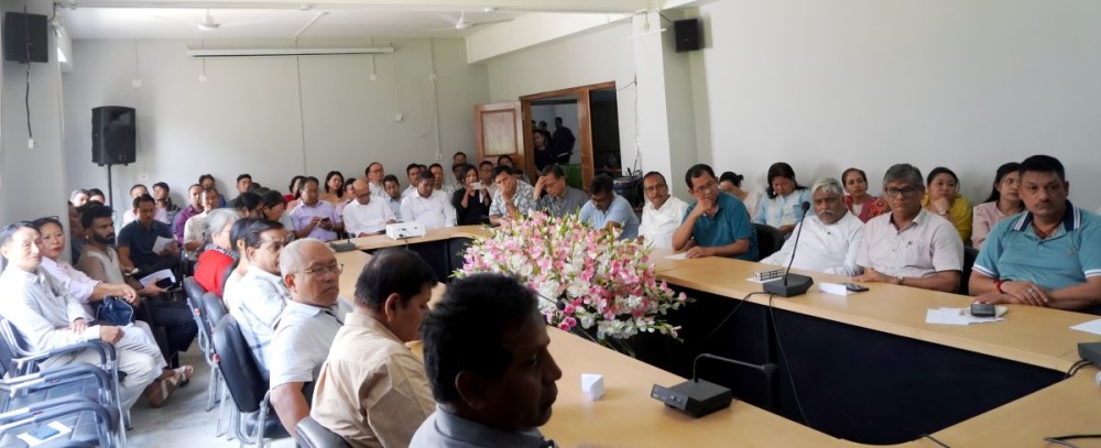 Faculty and staff of NU SAS Medziphema during the reception programme held in honour of Pro-Vice Chancellor Prof. Dipak Sinha on June 6.