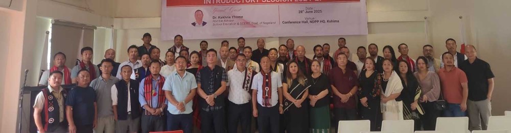 Dr Kekhrielhoulie Yhome and others during NDPP central youth organization meeting in Kohima on June 28. (Morung Photo)
