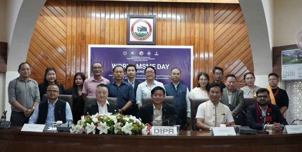 Advisor Mhathung Yanthan with other dignitaries and officials during the World MSME Day observed at conference hall, Nagaland Civil Secretariat in Kohima on June 27. (DIPR Photo)