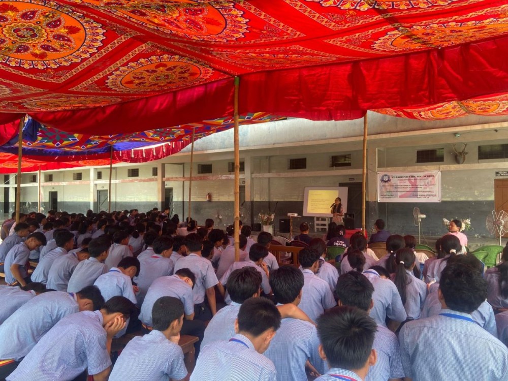 Students of St. Edmund Higher Secondary School, Dimapur, participate in an awareness session on tobacco prevention, menstrual hygiene, bullying, and mental health on June 27.