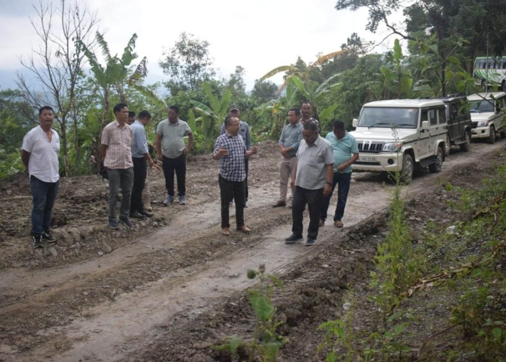 Er Kropol Vitsu and others inspecting the restoration works of NH-2 corridor on June 13.