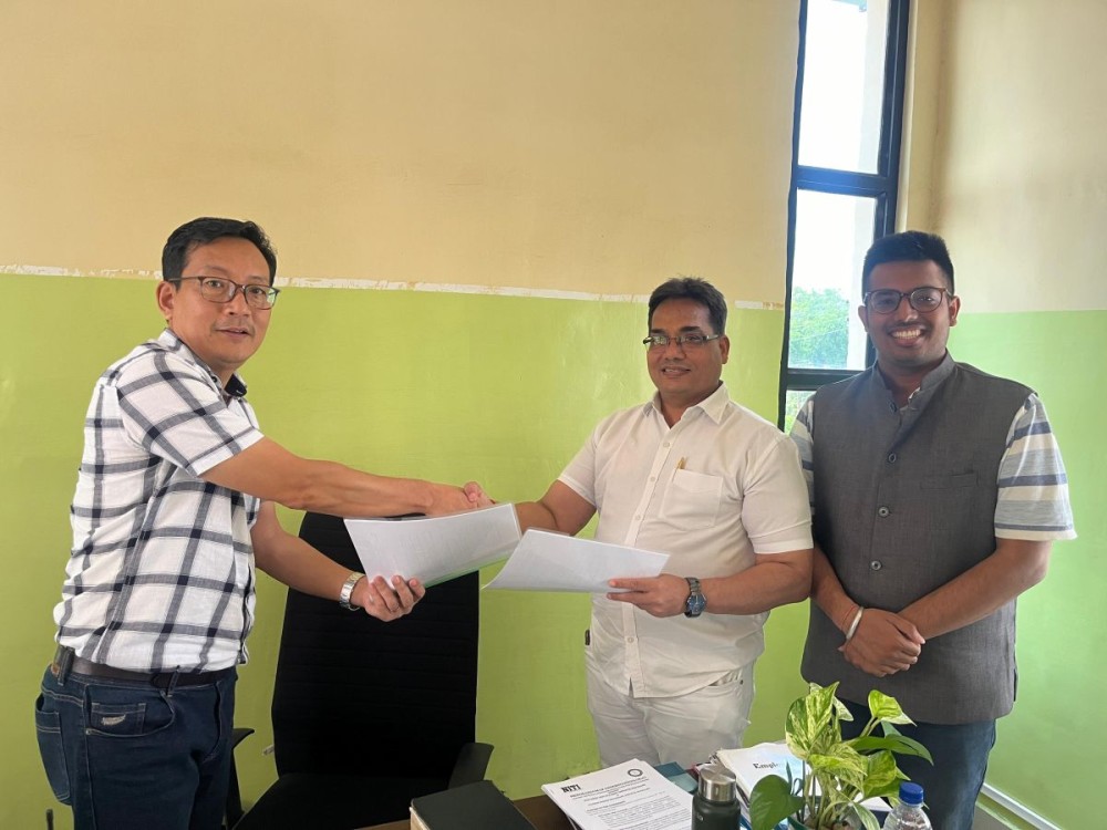 Pilgrim Higher Secondary School Administrator Bithungo Kikon with Ajay Sethi, Managing Director, NITI Nagaland at the MoU signing ceremony.