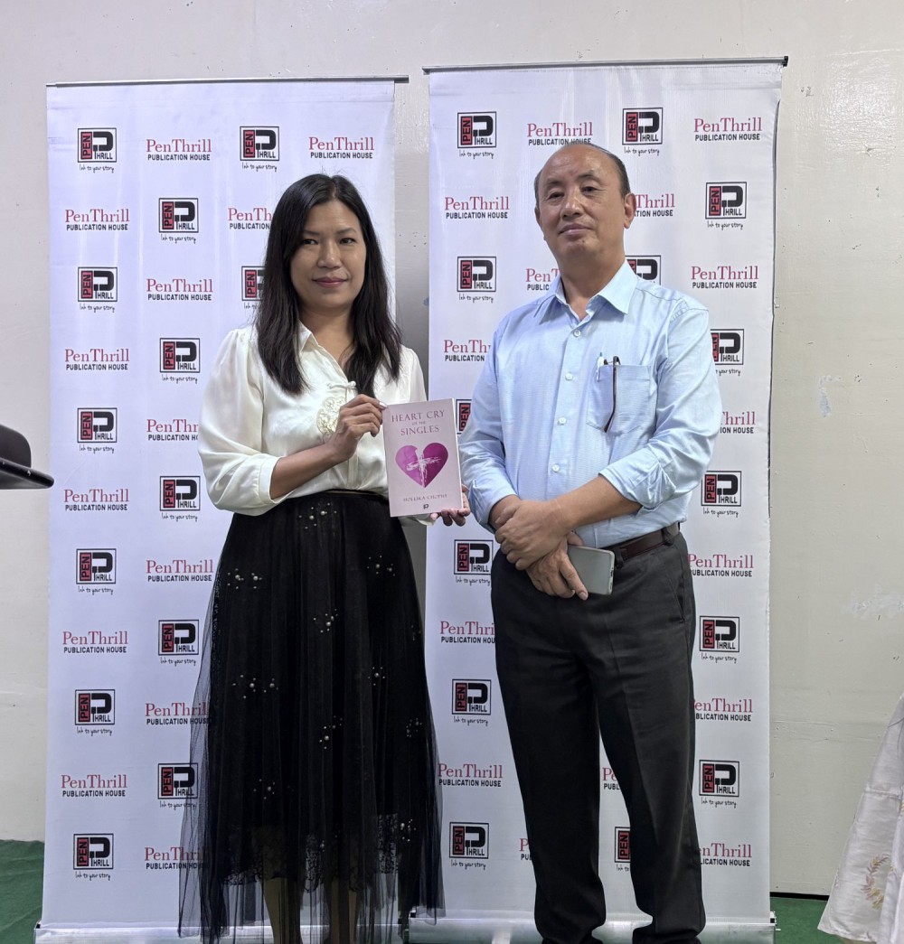 The author Hollika Chopy with Rev Mulato Chishi during the release of the former’s debut book ‘Heart Cry of the Singles’ on July 16.