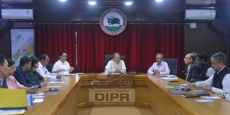 Nagaland Chief Secretary, Dr J. Alam chairing the consultative meeting on Barak River Basin Management Plan & Collaboration between Indian-EU Initiative and Brahmaputra Board in Kohima on July 22. (DIPR Photo)
