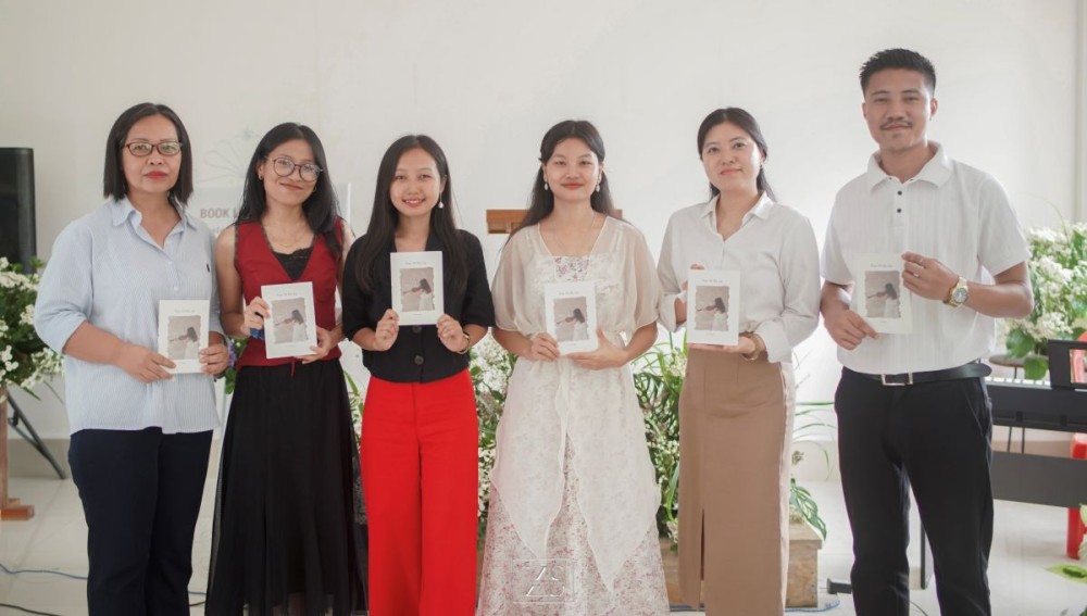 The author with invites and well wishers during the release of the book ‘Taste of My Life’ by Kepevino Hozoyie at City Centre, Medziphema on July 5.