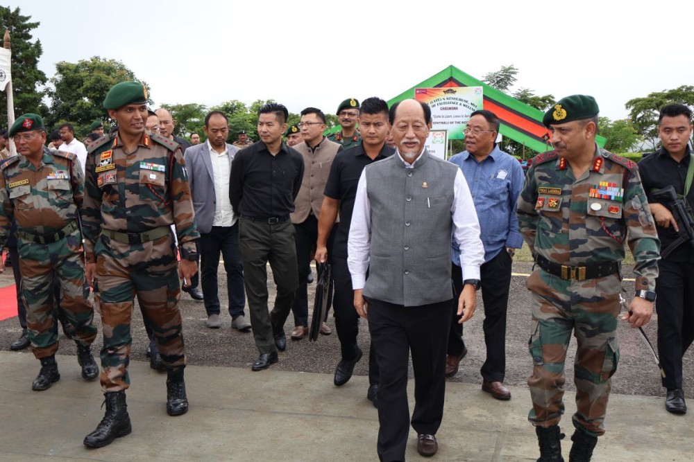 Chief Minister Dr Neiphiu Rio, DGAR Lt Gen Vikas Lakhera and others during the CM’s visit to Capt N Kengurüse, MVC Centre of Excellence & Wellness at Chieswema (Tsiesema) on July 2. (Morung Photo)
