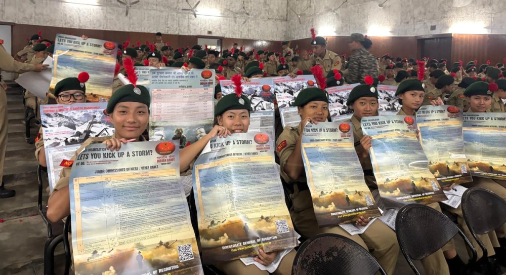 Cadets attending the extensive outreach programme organised by Army Recruitment Office, Rangapahar in Wokha district.