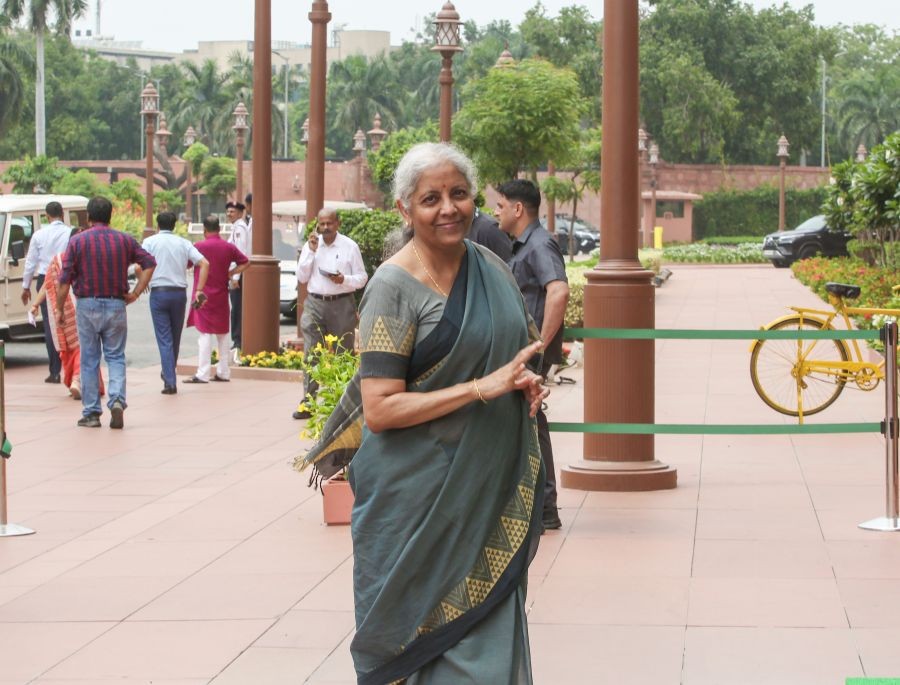 Union Finance Minister Nirmala Sitharaman at the Parliament House during the Monsoon Session of the 18th Lok Sabha, in New Delhi on Monday, July 21, 2025. (Photo: IANS/Prem Nath Pandey)