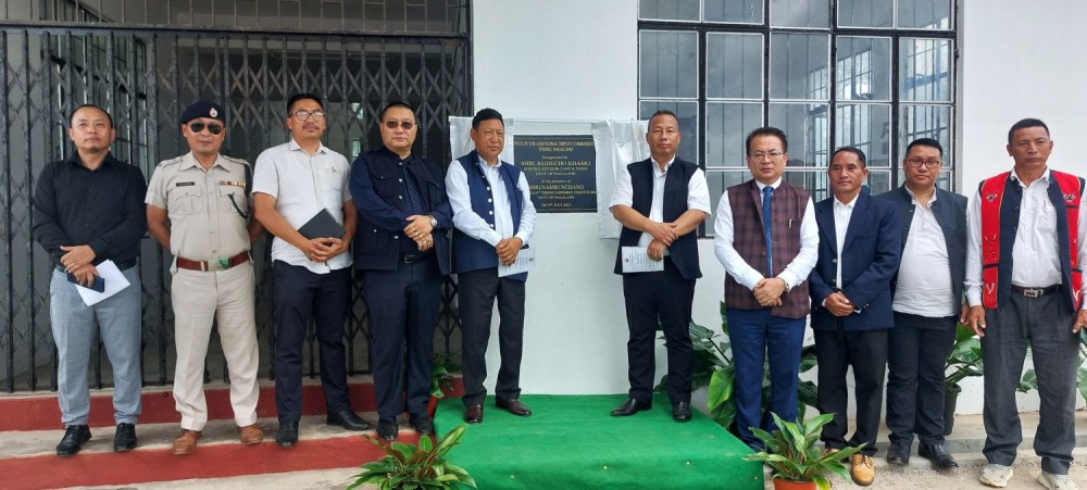 Advisor Kudecho Khamo, MLA Namri Nchang, DC Hiazu Meru and others during the inauguration of the Tening ADC Office Complex on July 3.
