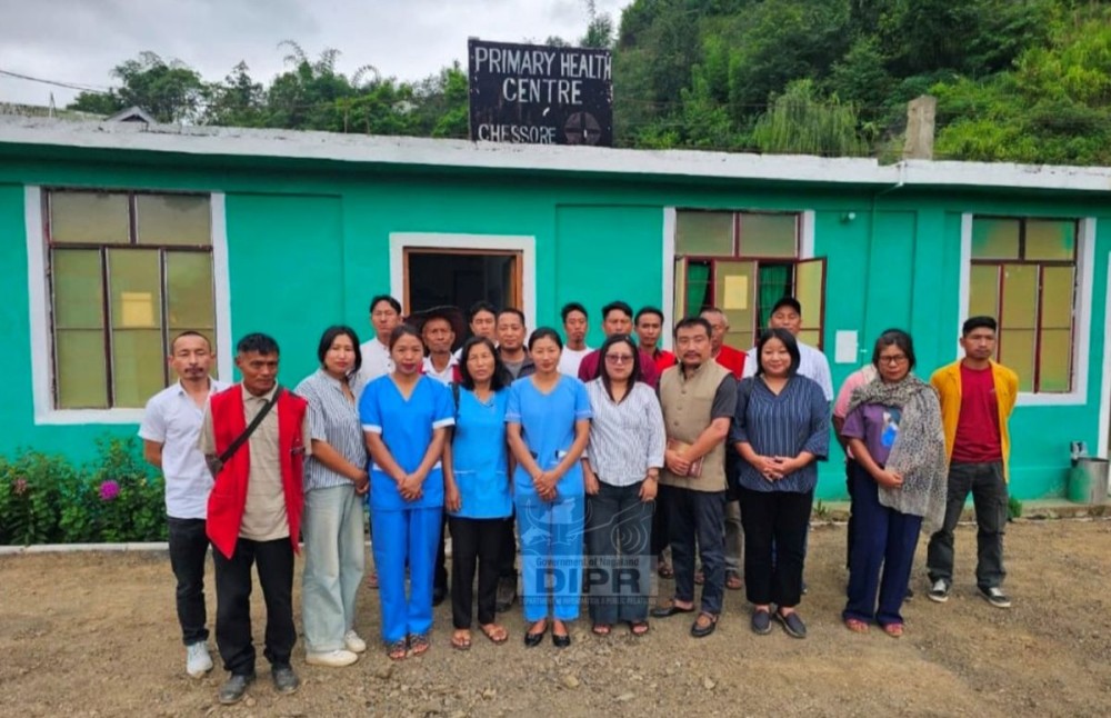 Program Manager, Toshila of Eleutheros Christian Society, Tuensang and others during their visit to the Chessore Town Primaray Health Centre on July 18. (RIPR Photo)