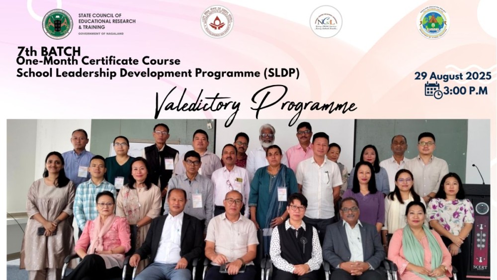 Dignitaries and others during the valedictory programme of certificate course on SLDP for school heads in Kohima on August 29.