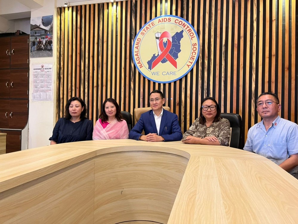 NSACS Project Director Dr Ahu Sekhose with others during press conference held in Kohima on August 11. (Morung Photo)