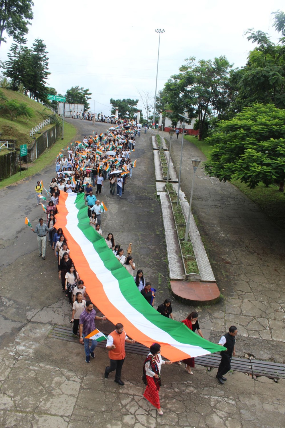 Mass Tiranga Rally at Nagaland University Lumami campus on August 14. (Morung Photo)