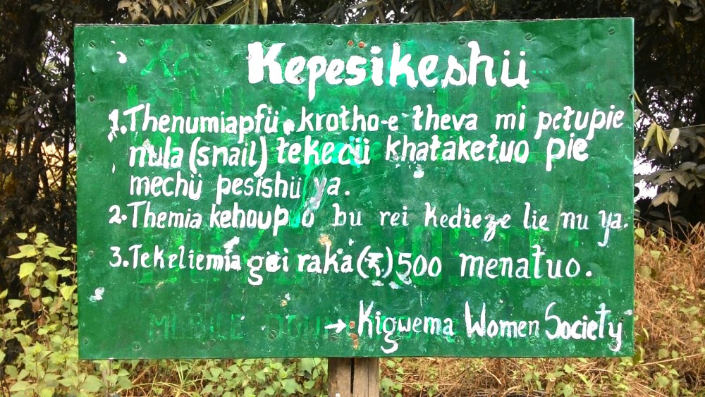 Notice board at Kigwema village put up by KWS discouraging fishing with lights at nighttime.