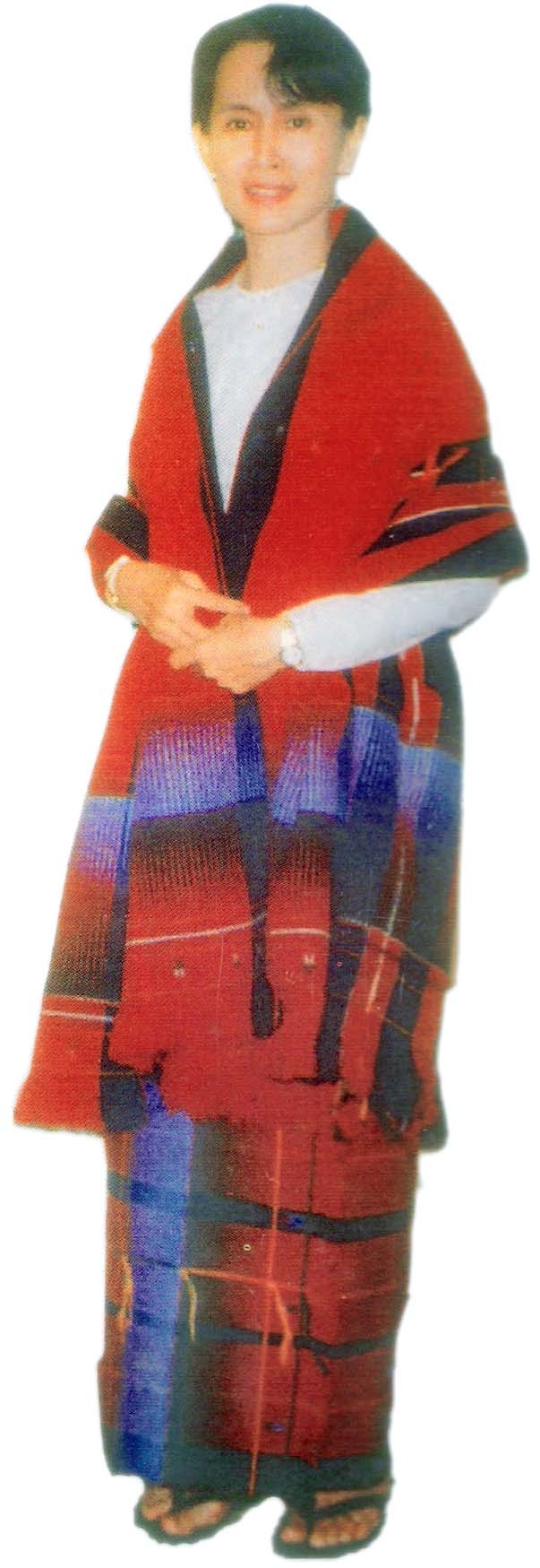 Aung San Suu Kyi in a Naga costume