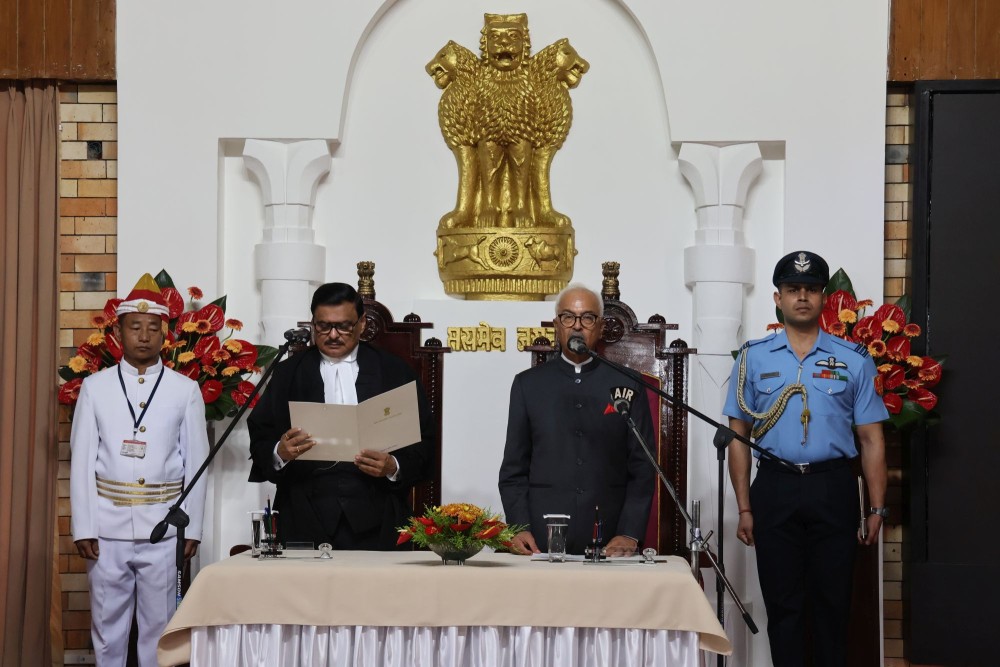 Ajay Kumar Bhalla being sworn in as the 22nd Governor of Nagaland on August 25 in Kohima.