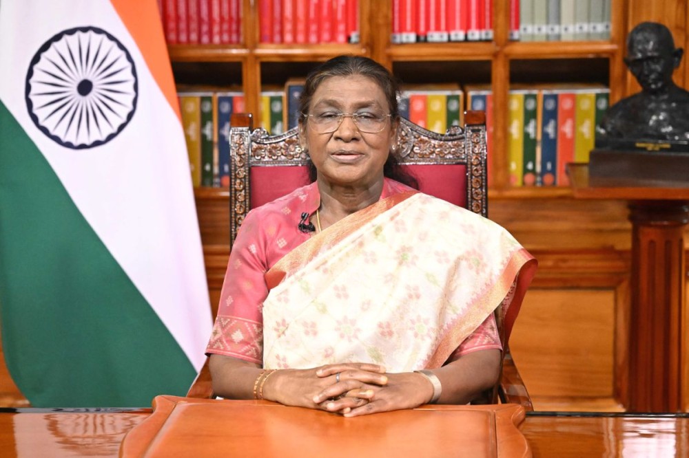 New Delhi: President Droupadi Murmu addresses the nation on the eve of the 79th Independence Day via video message on Thursday, August 14, 2025. (Photo: IANS/PIB)