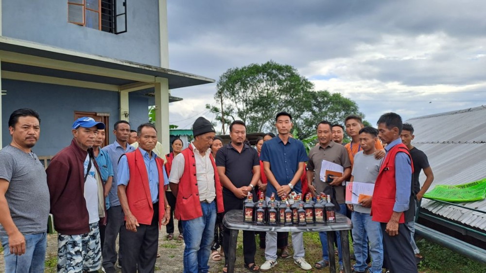 The seized IMFL in the custody of the Litem Wedoshi Thangjam and Village Council. (Photo Courtesy: LWT)
