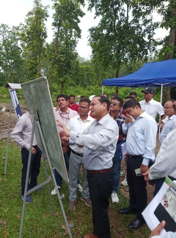 NFR General Manager Chetan Kumar Srivastava inspects the proposed site for a Wagon Periodic Overhauling Workshop at Basbari in Kokrajhar district of Assam. (Photo Courtesy: CPRO NFR)