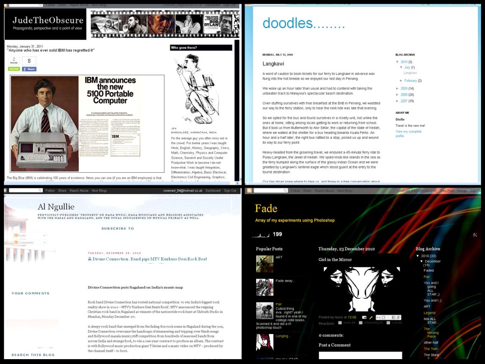 A snapshot of various popular blogs, of journalists’ who are also avid bloggers.