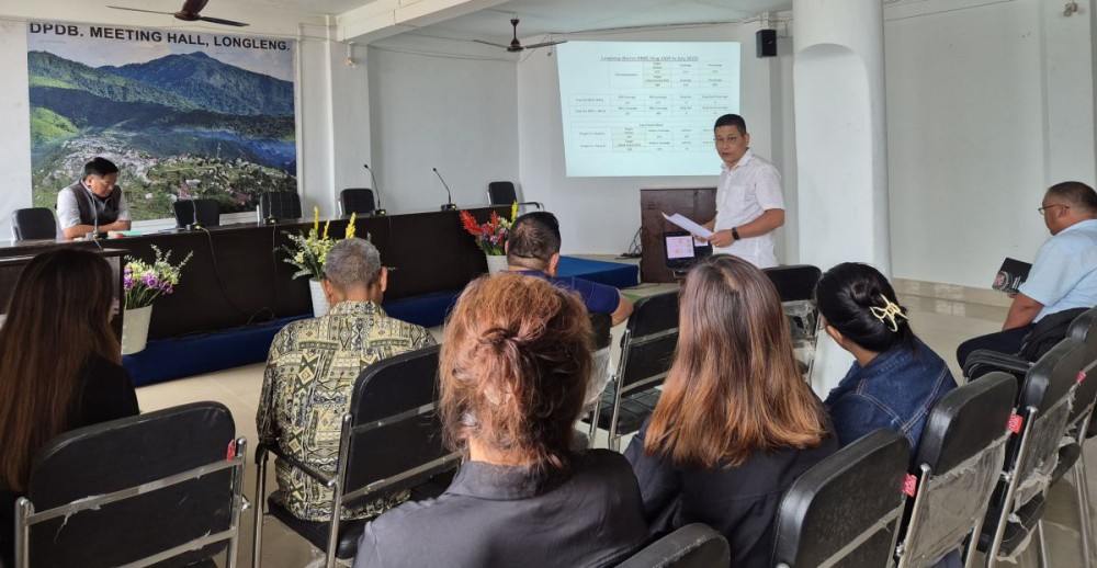 DIO Dr. Imtijungshi presenting a PowerPoint report to the committee.