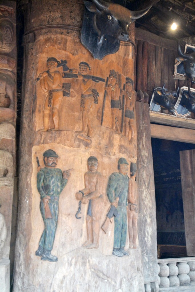 The wooden engraving depicting Cheno’s captivity by the India Army.