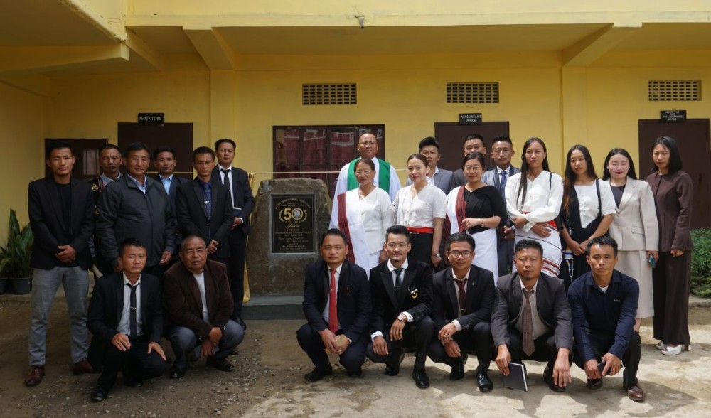 Dignitaries and others during the golden jubilee celebration of BMS Phek village on August 6.