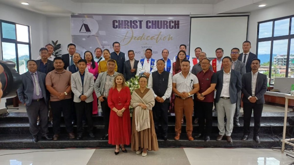 Church leaders and others during the dedication of Christ Church in Kohima on August 17.