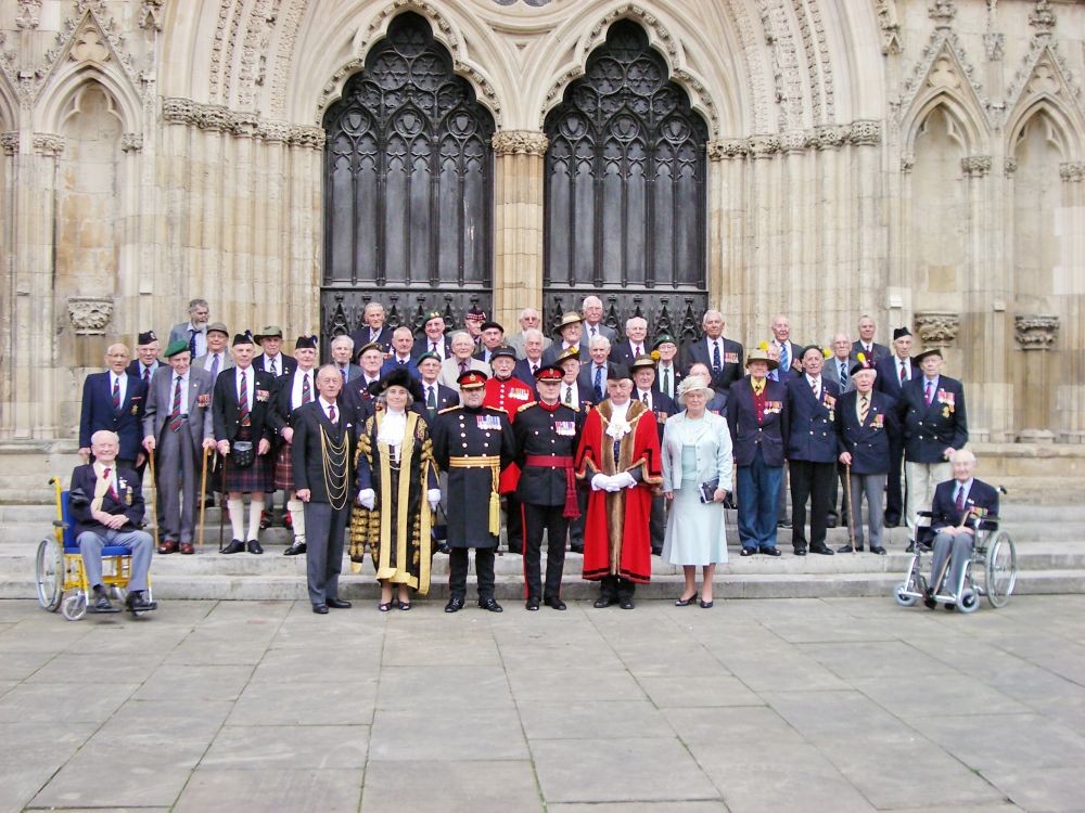 This photograph provided by the Kohima Educational Trust, shows some forty 2nd Division veterans of the Battle of Kohima with the Lord Mayor of York, the current General Officer Commanding 2nd Division and entourage. The photograph was taken outside York Minster after the annual Kohima Memorial Service in York, England, on April 24, 2007.