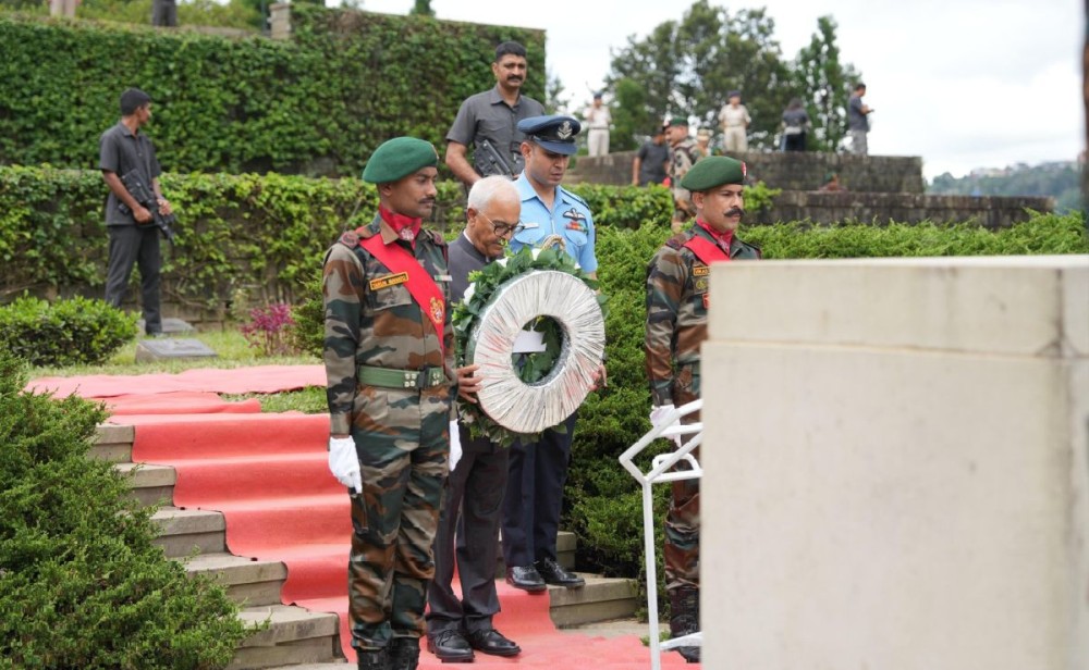 CAP: Newly appointed Governor of Nagaland Ajay Kumar Bhalla pays tributes to World War II martyrs at Commonwealth War Cemetery, Kohima, following his swearing-in ceremony on August 25. (Photo Courtesy: @RajBhavanKohima/X)