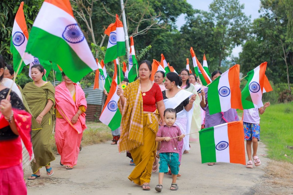 Imphal: People take part in a Tiranga Yatra ahead of Independence Day in Imphal, Monday, August 11, 2025. (IANS)