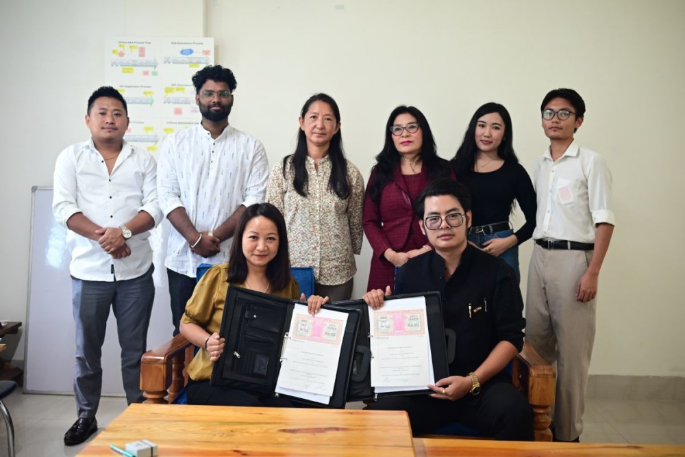 Officials of Oriental College Kohima and Nune’s Construction after signing MoU in Kohima on September 3. (Morung Photo)