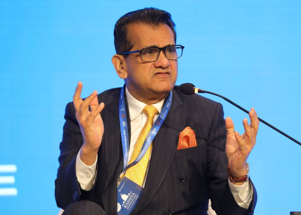 New Delhi: New Delhi: Former CEO of the NITI Aayog and G20 Sherpa Amitabh Kant during a panel discussion on 'Solving the Energy Trilemma: Access, Affordability, Availability' the Raisina Dialogue 2024, in New Delhi on Thursday, Feb. 22, 2024. (Photo: IANS/@raisinadialogue)