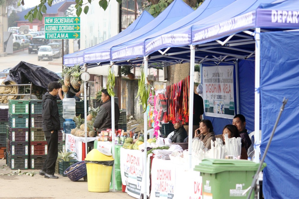 People at the stalls in the ongoing Digi Dhan Mela (December 12-18, 2017) organized by the Department of Information Technology and Communication (IT&C) at the Civil Secretariat Kohima. (Morung Photo)