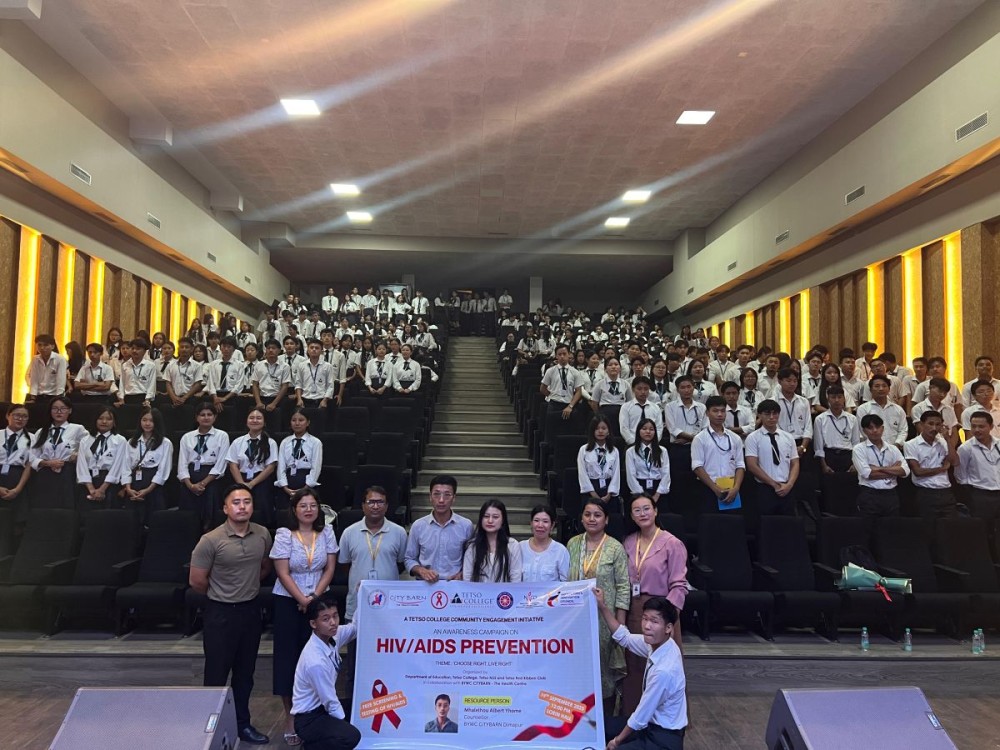 The Department of Education, Tetso College, in collaboration with Tetso NSS, Tetso Red Ribbon, and BYWC CiTYBARN – The Health Centre, Dimapur, organized an HIV/AIDS Awareness Campaign.